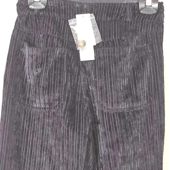 Top Shop Womens Ribbed High Rised Cuffed Hem Straight Pants SZ 2 - Picture 3 of 12
